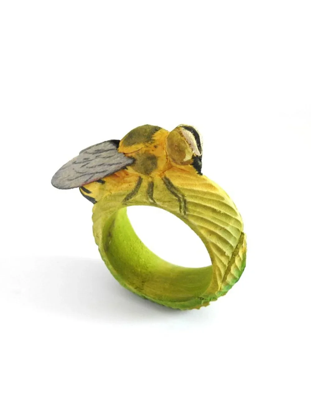 Vintage Hand Carved Wood Insect Napkin Rings Set of 4 Ladybug Ant Bee Grasshoper